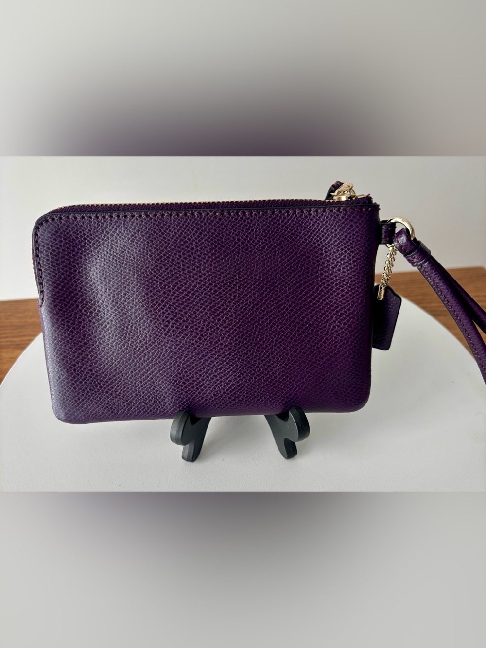 COACH Purple Pebbled Leather Wristlet - Picture 3 of 5